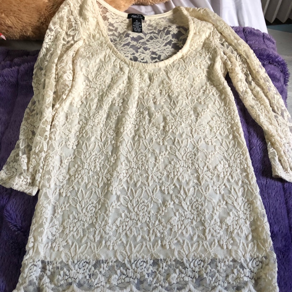 lace sheer quarter length shirt